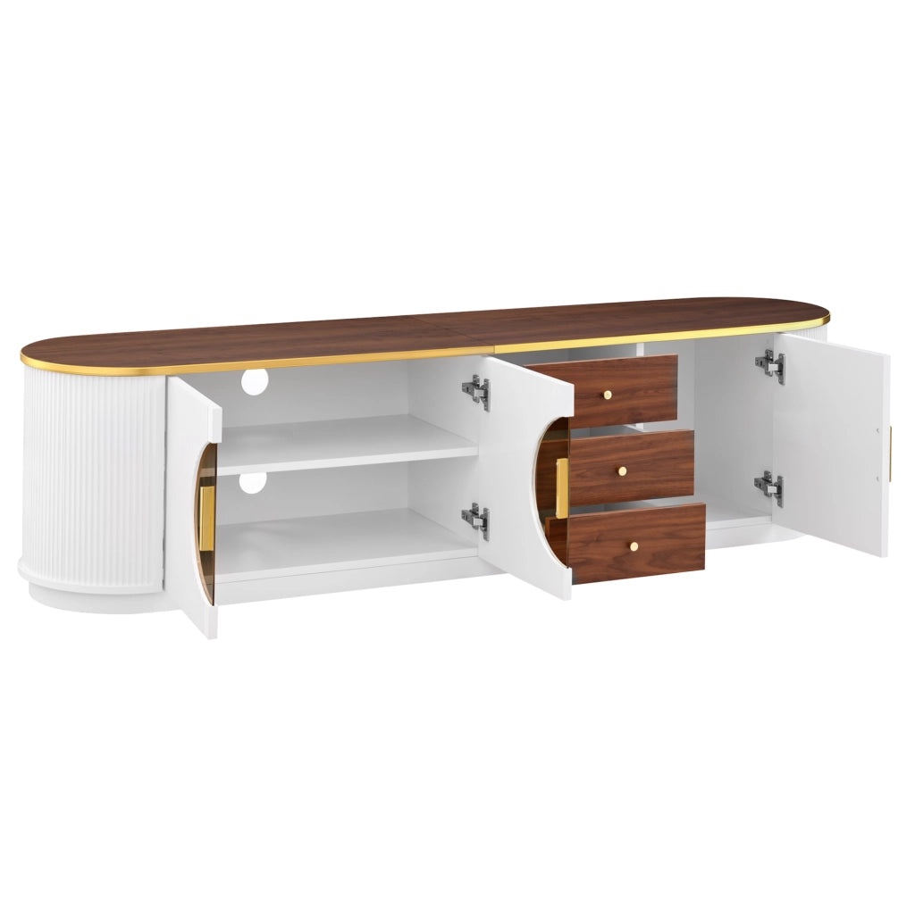 Mobile TV con 3 cassetti e 3 ante 180x40x46 cm in MDF bianco