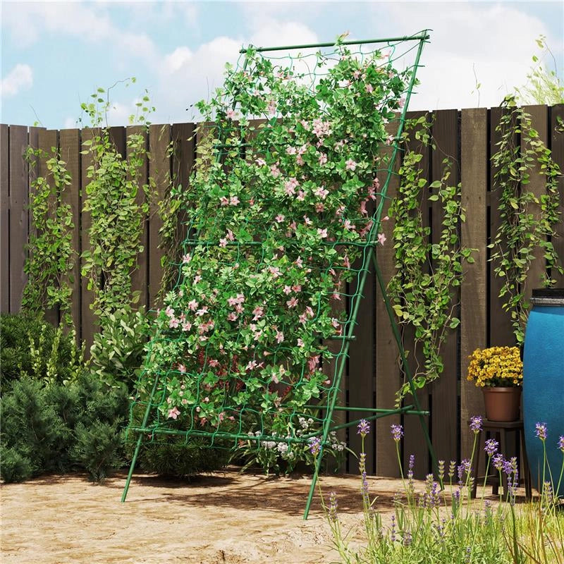 SUPPORTO PER POMODORI A FORMA DI A A LIVELLI REGOLABILI CON RETE IN ACCIAIO PE E PP 101X133X227 CM VERDE