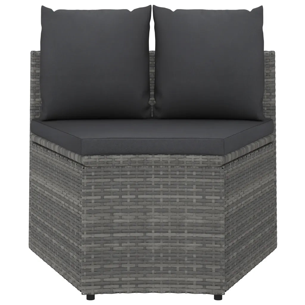 Set Divani da Giardino 8 pz con Cuscini in Polyrattan Grigio 3064903