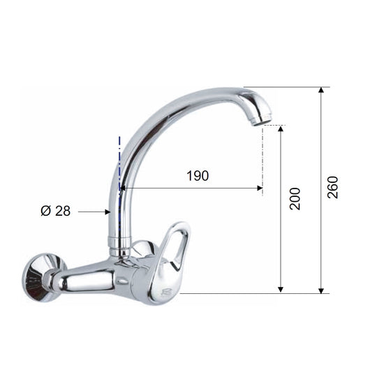 Rubinetto lavello a muro - serie remix
