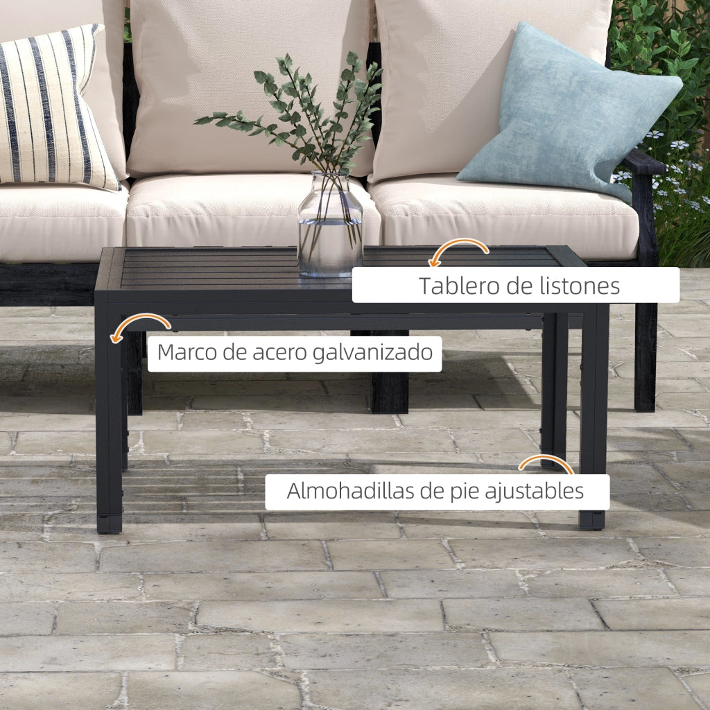 Tavolino da giardino rettangolare ¨C zephmum ¨C nero acciaio galvanizzato 101.5x61x46 cm