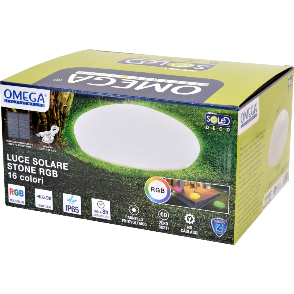 LUCE SOLARE GIARDINO SFERA RGB 16 COLORI USB