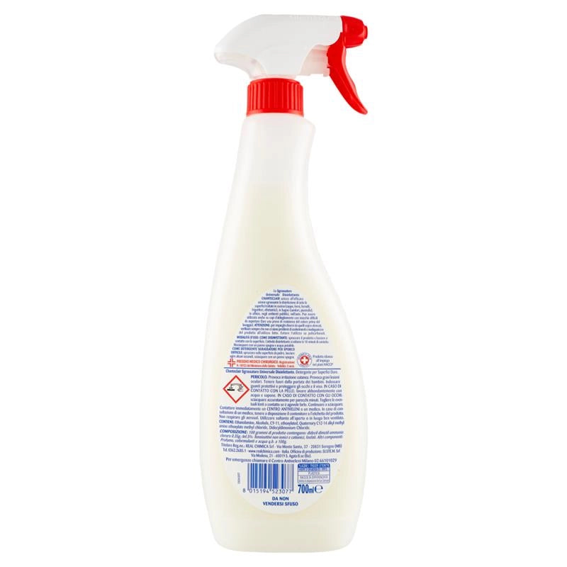 CHANTECLAIR SGRASSATORE UNIVERSALE DISINFETTANTE ELIMINA FINO AL 99,99% DEI BATTERI PRESIDIO MEDICO CHIRURGICO 700 ML