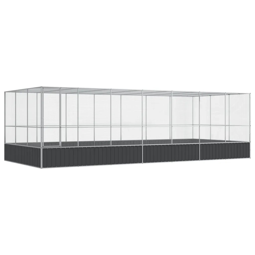 Voliera con Estensione Argento 725x307x212 cm in Acciaio