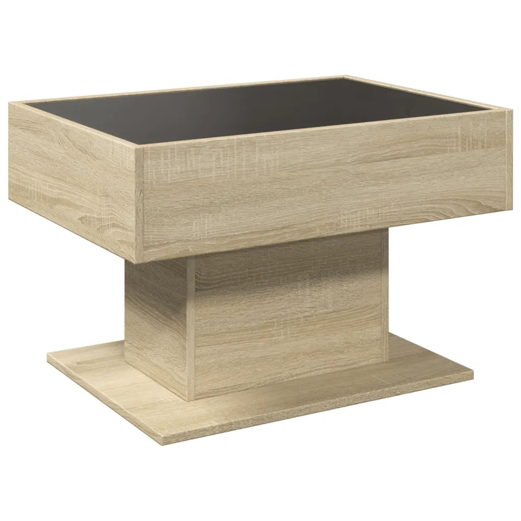 Tavolino Salotto con LED-Tavolino da soggiorno-Tavolo Rovere Sonoma 70x50x45 cm Multistrato