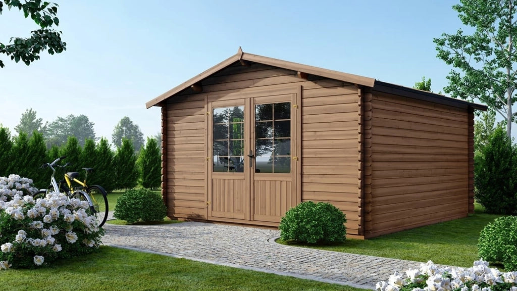Casetta da giardino in legno - 15.2m2 - 3.9x3.9m - impregnata - 34mm - colore: marrone - DOM563 - ALTANKA