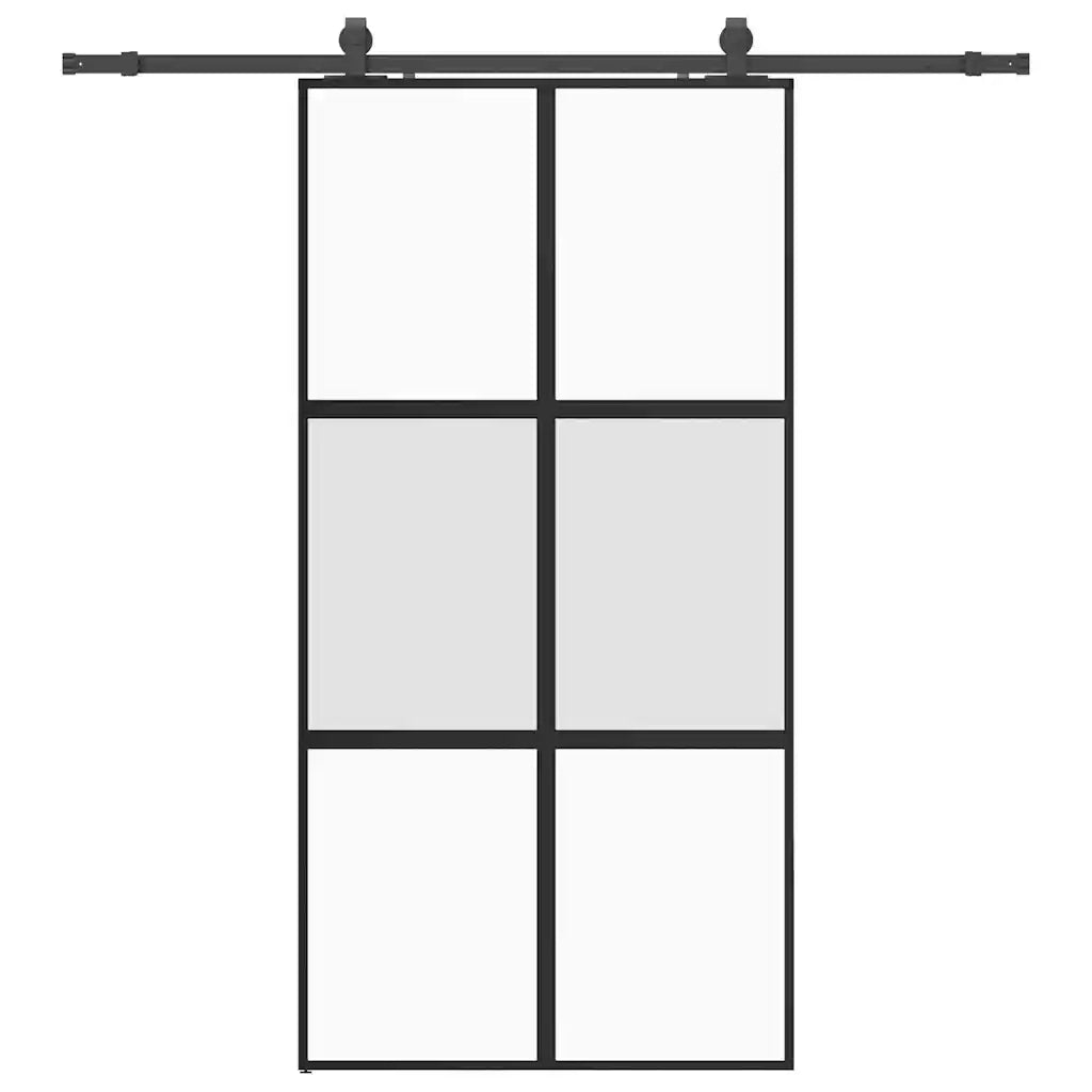 Porta Scorrevole Ferramenta Nera 102,5x205 cm Vetro Temperato