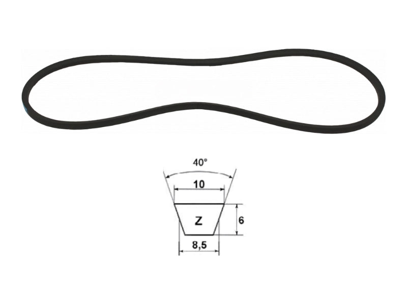 Cinghia trapezoidale sezione Z modello Z24 a Z50 40° 10mm 6mm 8,5mm - 65637