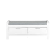 Cassapanca Bianca Contenitore Panca camere da Letto Seduta con Cuscino 2 cassetti con Guide Bianco L100*P40*A40cm FSR74-W