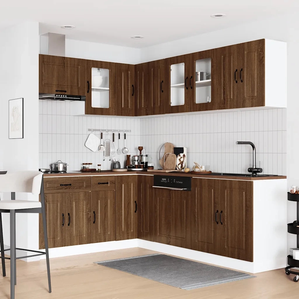 Set Mobili da Cucina 11 pz Kalmar Rovere Marrone in Truciolato 3314888
