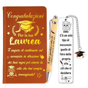 Taccuino per la laurea - Penna - Marcatura pagina - Borsa cartelloni - Carta ecologica - Regalo perfetto - Taccuino piccolo