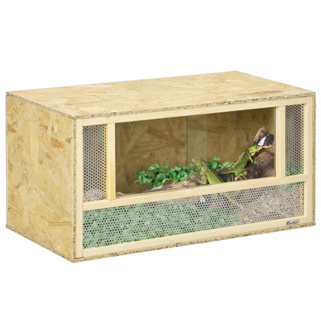 Terrario per Rettili ¨C zephmum ¨C Legno, Vetro, Rete, 40x80x40 cm