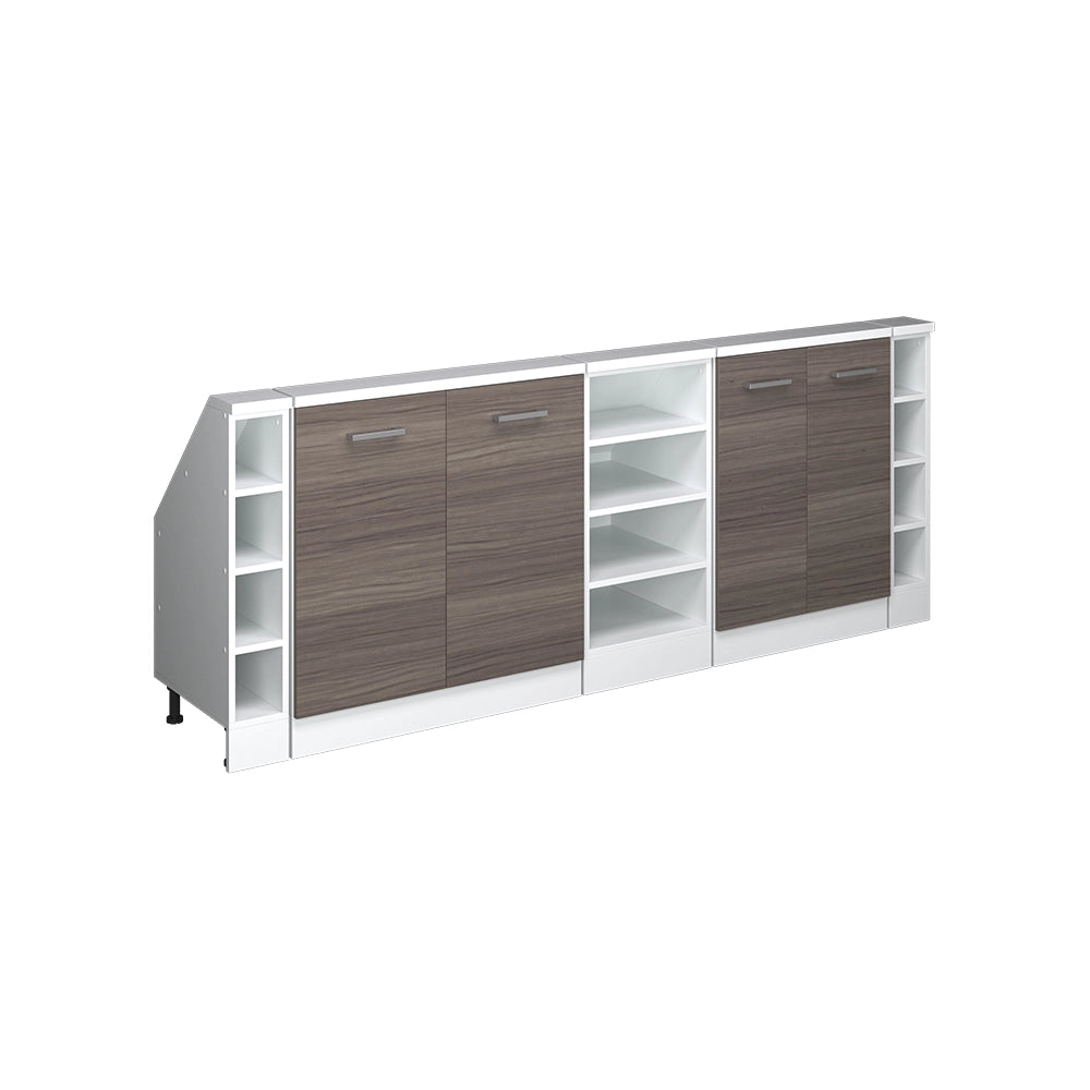 Mobile cucina sottotetto R-Line Grigio nobile/Bianco 210 cm Set di 5 Vicco