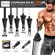 Set di cinture di resistenza con maniglie, cinghie singole e anello di porta, zaino portatile, per uso interno ed esterno, peso 68 kg, 90 kg, 113 kg, 5 diverse densità