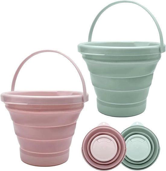 Set di contenitori portatili pieghevoli in plastica da 2 pezzi per autostagnazione, campeggio e raccolta d'acqua