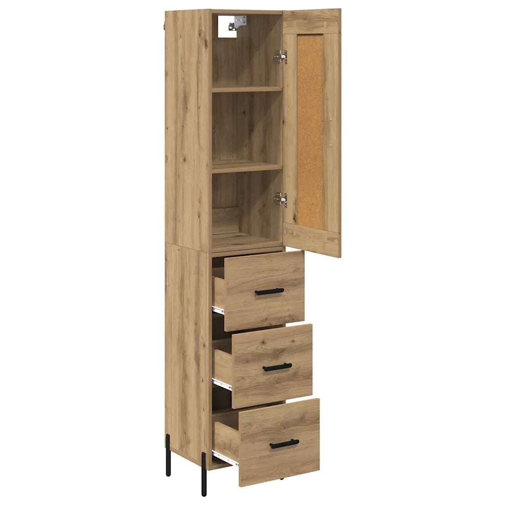 Credenza | Madia | Buffet da pranzo | Armadio da pranzo con cassetto Rovere artigianale 34,5 x 34 x 180 cm