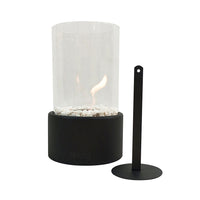 Camino a Bioetanolo da Tavolo Ø16x27 cm CALIDRIA per Interni ed Esterni in Vetro e Acciaio Nero Satinato