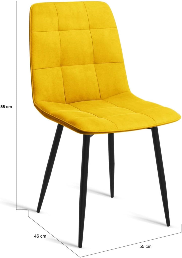 Set di 6 sedie MILA in velluto misto verde x2, grigio scuro x2, grigio chiaro, giallo