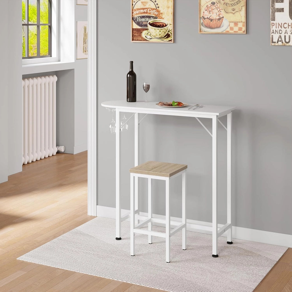 Set di 4 Sgabelli da Bar Industriali con Poggiapiedi, Sgabelli da Cucina senza Schienale, Sedie Alte per Penisola Cucina, Sedile in Truciolato e Telaio, 33x33x65cm, rovere chiaro, 1059BY-4
