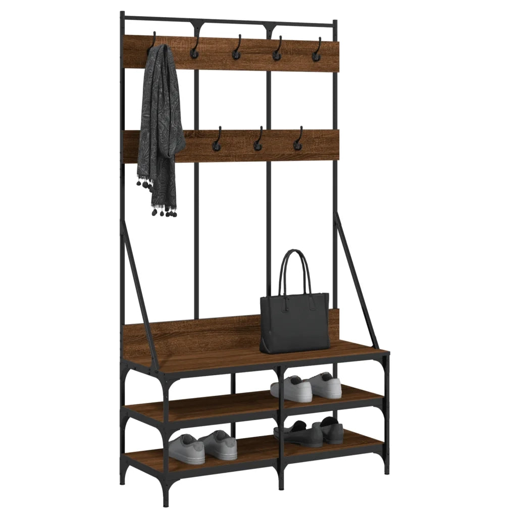 Appendiabiti con Porta Scarpe Rovere Marrone 100x40x184 cm CFW5171126