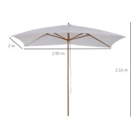 Ombrellone m da Giardino 2x3 in Legno Laccato con Copertura Rimovibile, Bianco
