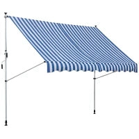 Tenda da Sole a Bracci 3x1.5m con Manovella e Struttura Telescopica, Bianco e Blu