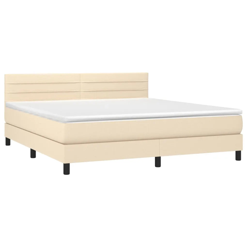 Letto a Molle con Materasso e LED Crema 160x200 cm in Tessuto cod mxl 35548