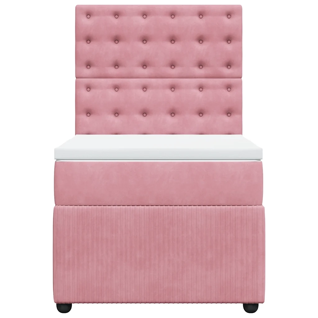 Giroletto a Molle con Materasso Rosa 90x190 cm in Velluto