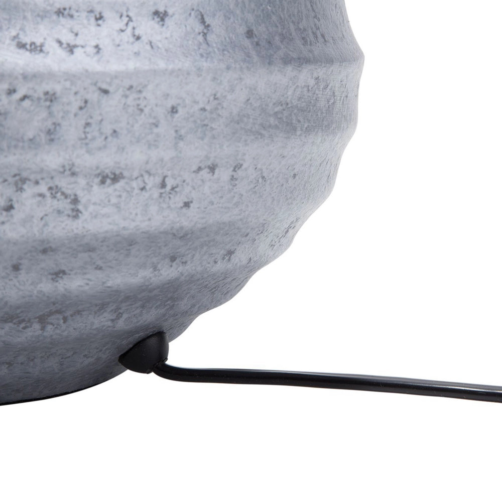 Lampada da Tavolo Argento Ceramica 42H cm Nero Policotone Paralume Base a Costine Moderna
