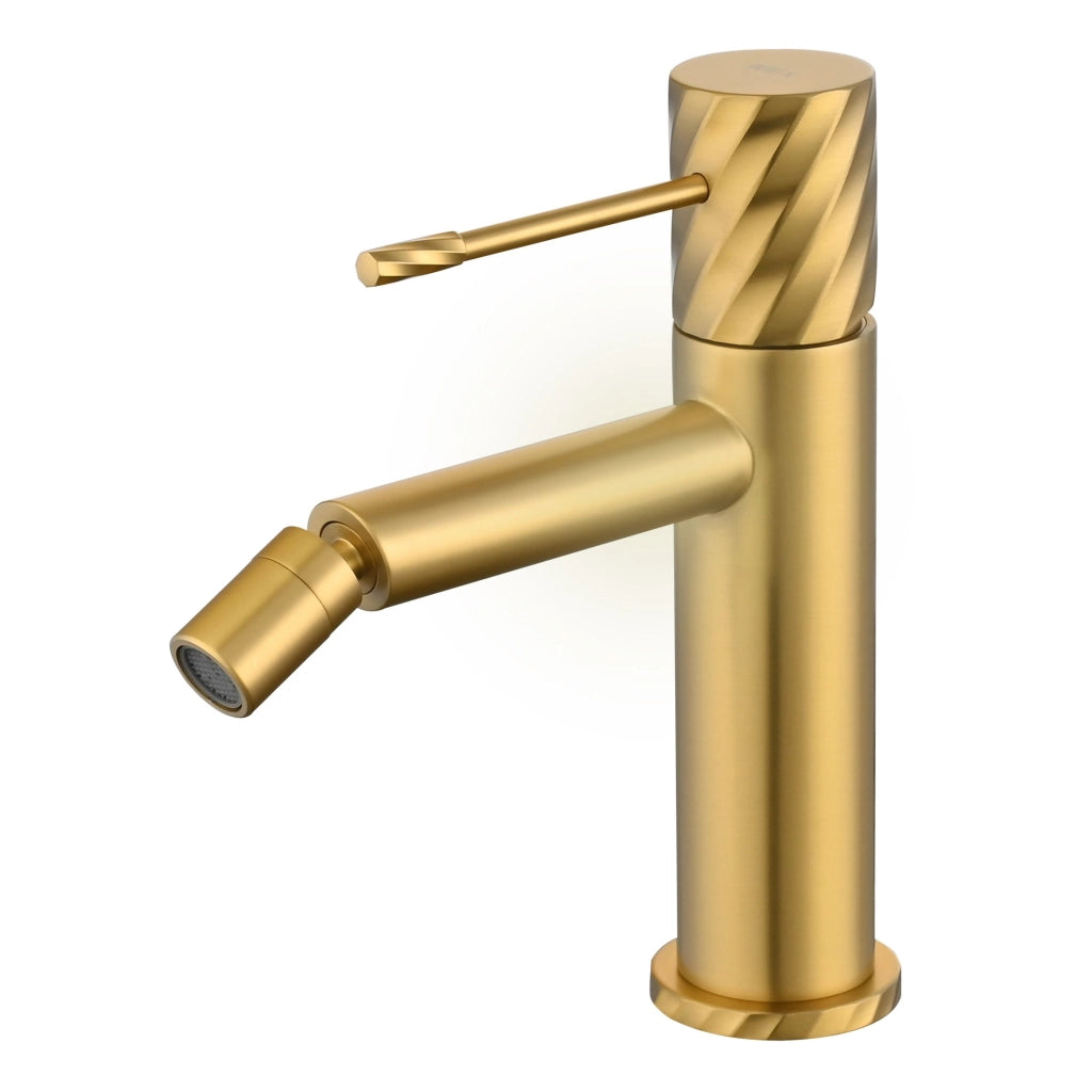 IMEX Miscelatore monocomando per bidet in ottone e zama finitura PVD oro spazzolato modello IMEX-BDB063-2OC
