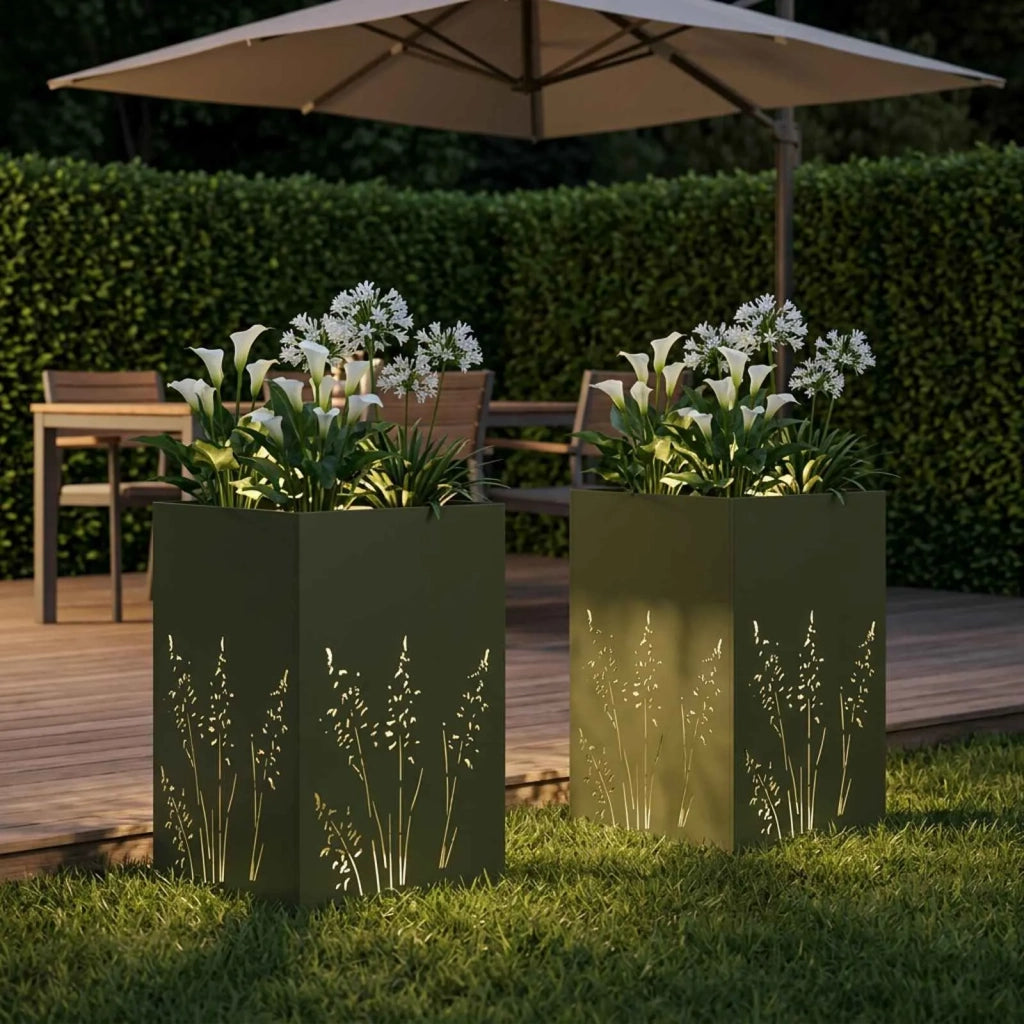 Vaso da giardino 2 pz Verde Oliva 50 x 50 x 75 cm 8005771