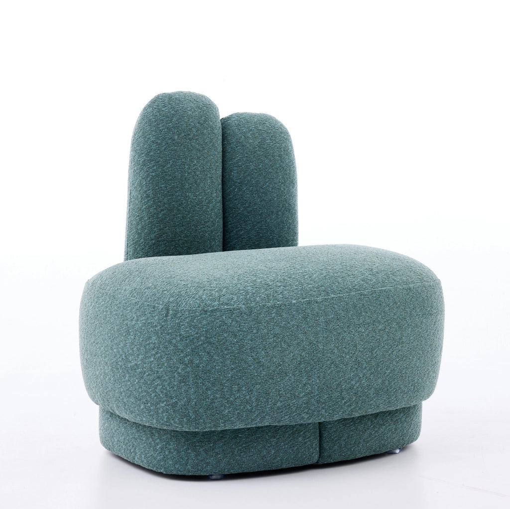 Pouf con orecchie da coniglio verde in tessuto; seduta e poggiapiedi