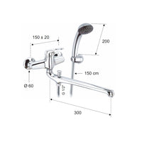 Rubinetto lavabo/vascacon bocca fusa lunga e kit doccia - serie remix