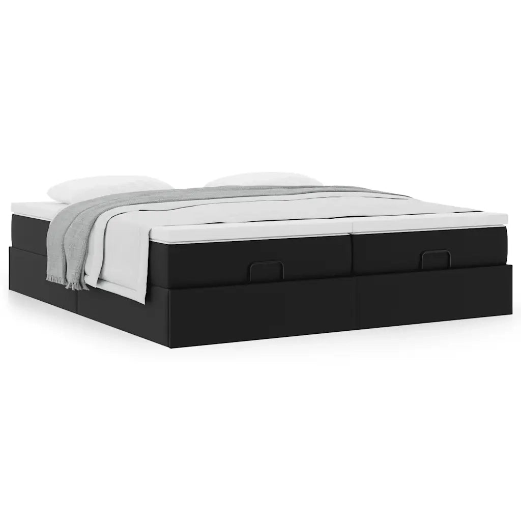 Struttura Letto Pouf con Materassi Nero 180x200 cm Similpelle 3311224