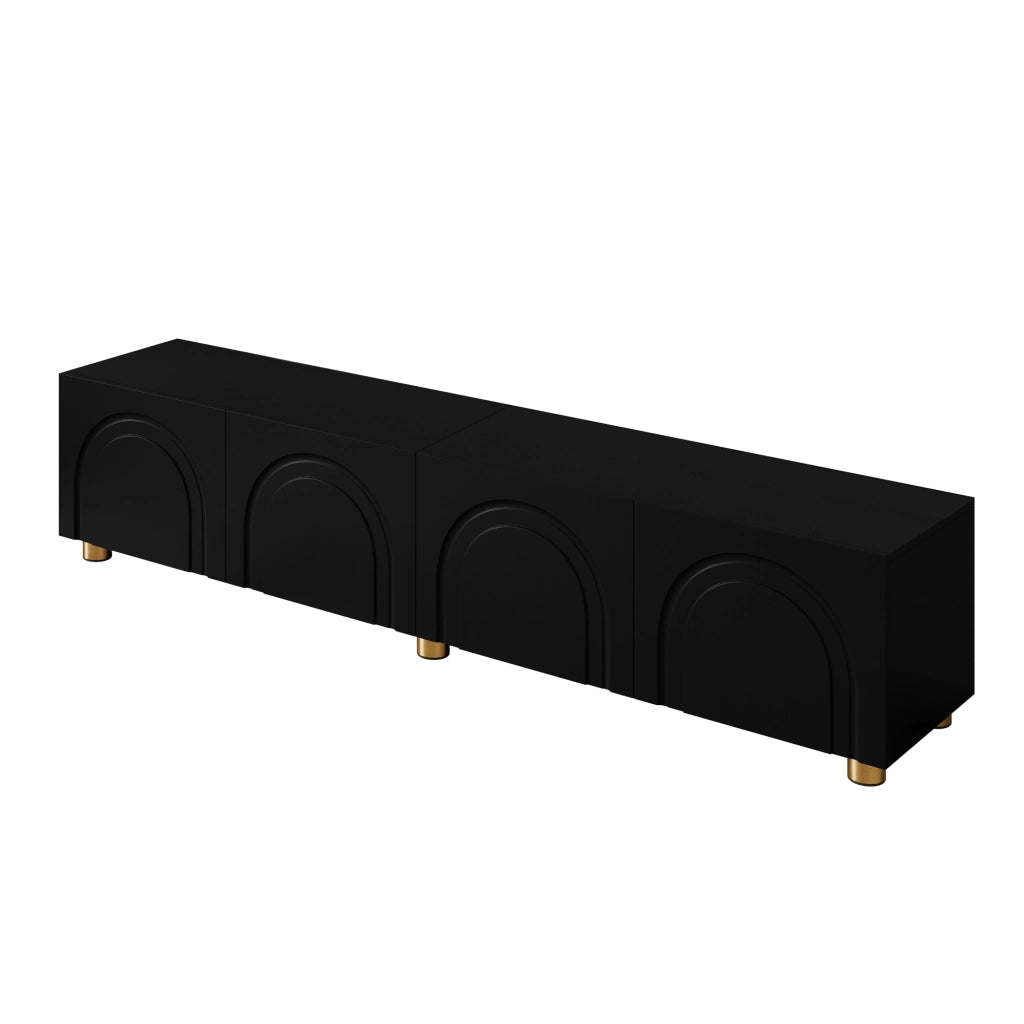Mobile TV con 4 ante e vani interni; per soggiorno; in MDF e PB; 180×35×40 cm; nero