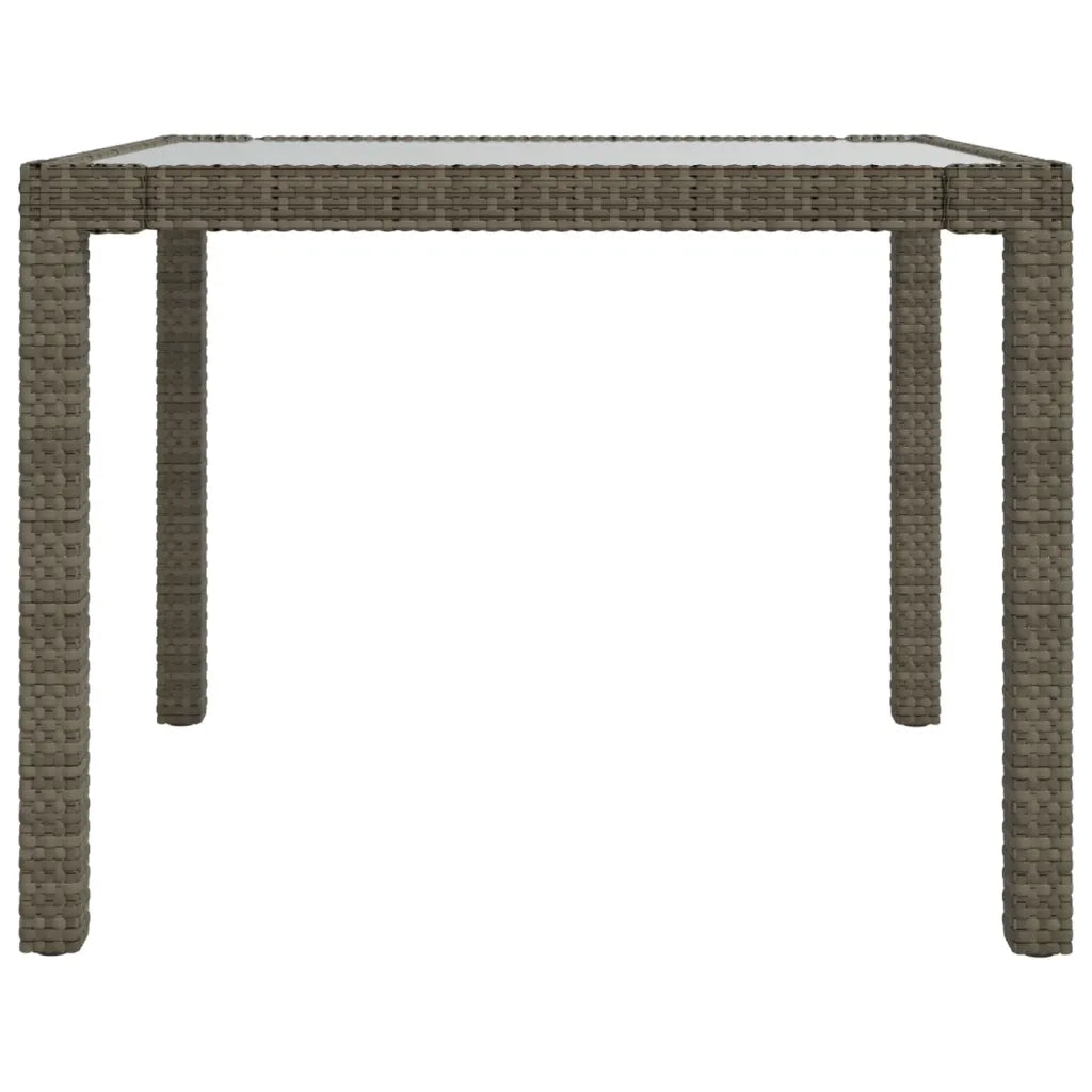 Tavolo Giardino 90x90x75cm Vetro Temperato e Polyrattan Grigio 316700