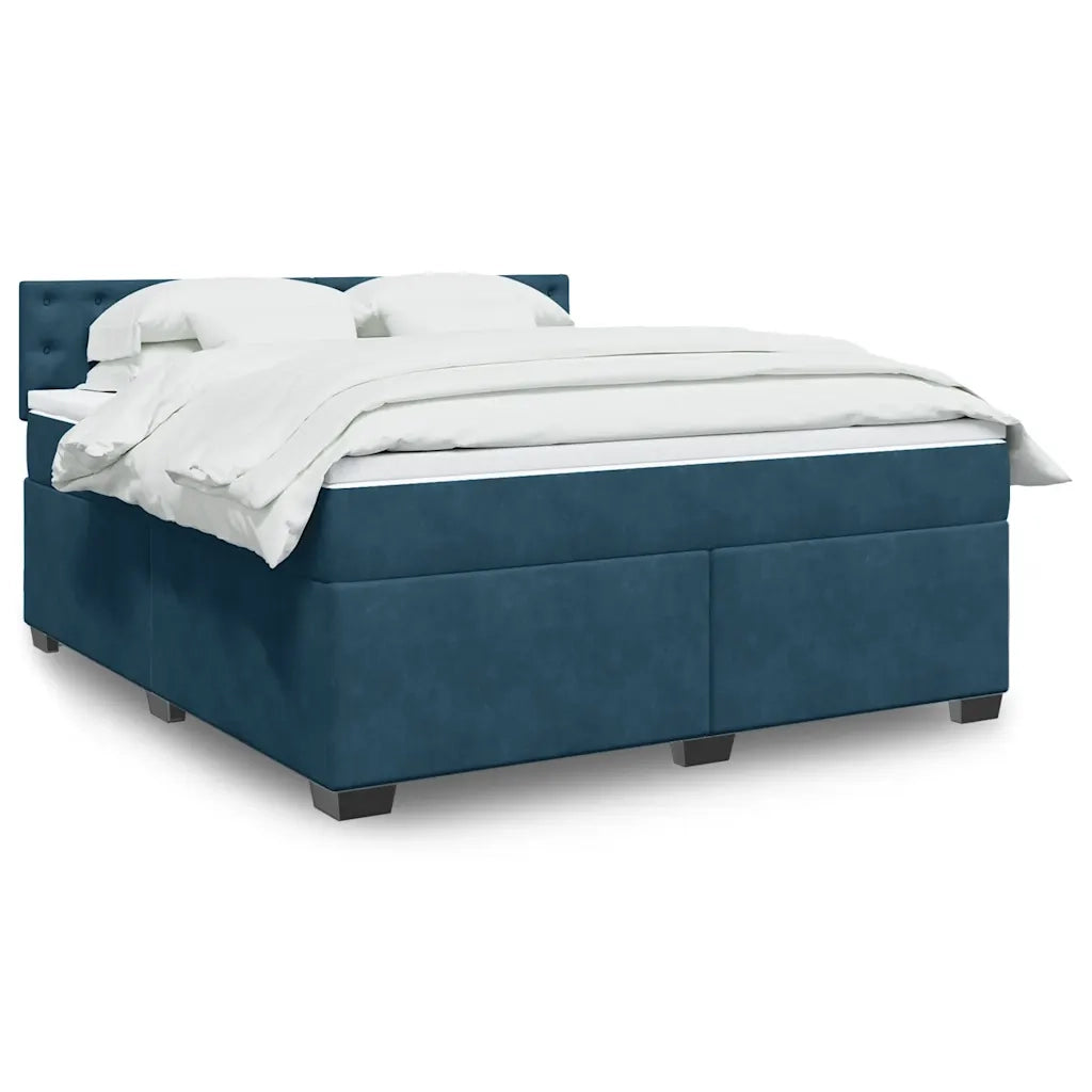 vidaXL Giroletto a Molle con Materasso Blu 180x200 cm in Velluto