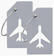 Set di 5 etichette di bagaglio in silicone con tessera di identificazione, etichette di bagaglio per valigie con cavi in acciaio inox, etichette per borse, grigio