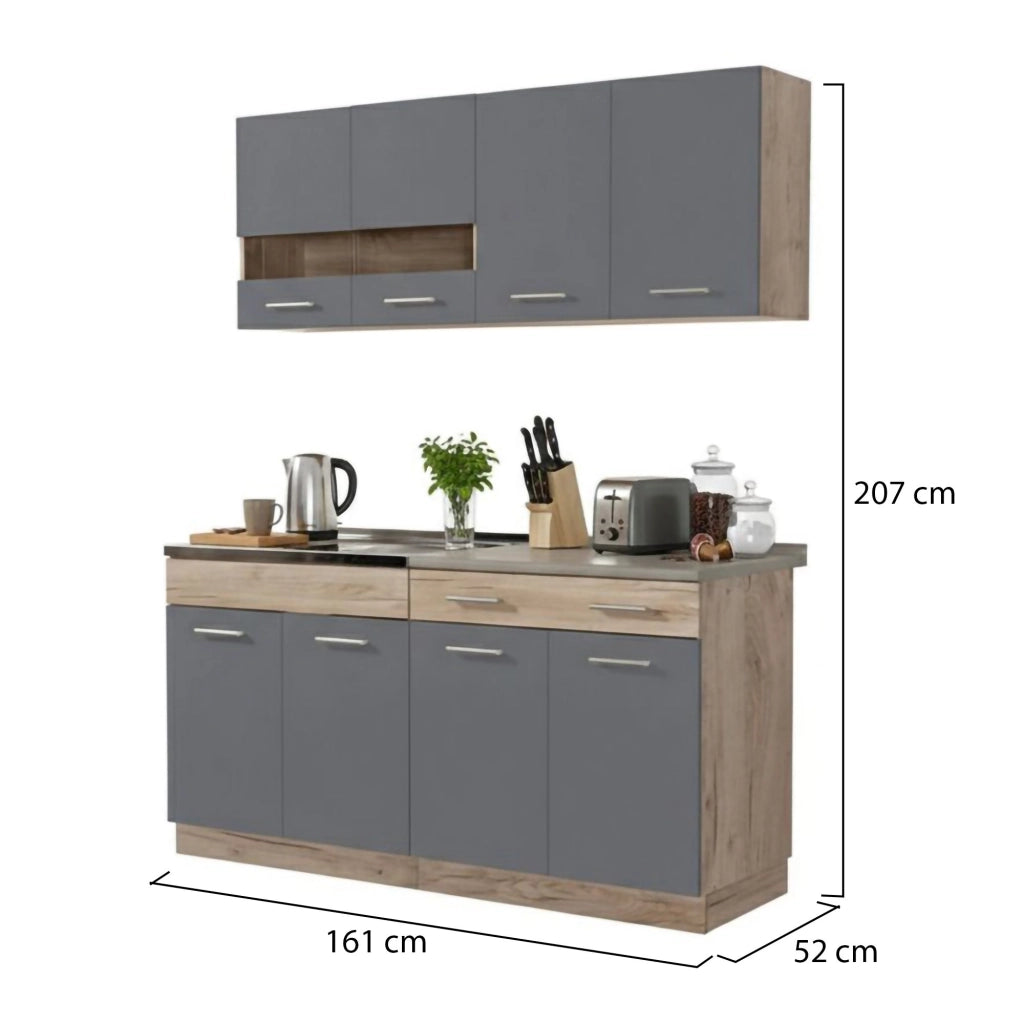Cucinino Solarolo, Cucina un Cassetto, Elettrodomestici non inclusi, Nero Antracite