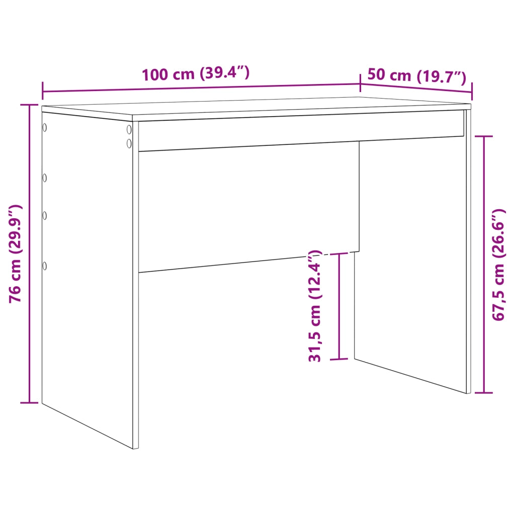 Scrivania da scrittura Grigio cemento MDF 100 x 50 x 76 cm