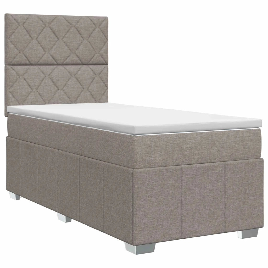 Letto box spring con materasso Tortora 100 x 200 cm Tessuto 3454082