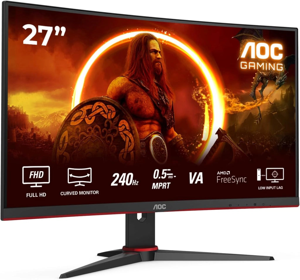 Gaming C27G2ZE - Monitor curvo FHD da 27 pollici, 240 Hz, 0,5 ms, FreeSync Premium (1920 x 1080, HDMI, DisplayPort), nero/rosso