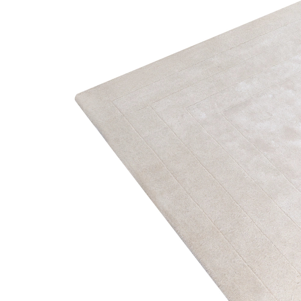 Tappeto stile moderno in viscosa e lana realizzato a mano rettangolare 160 x 230 cm beige chiaro
