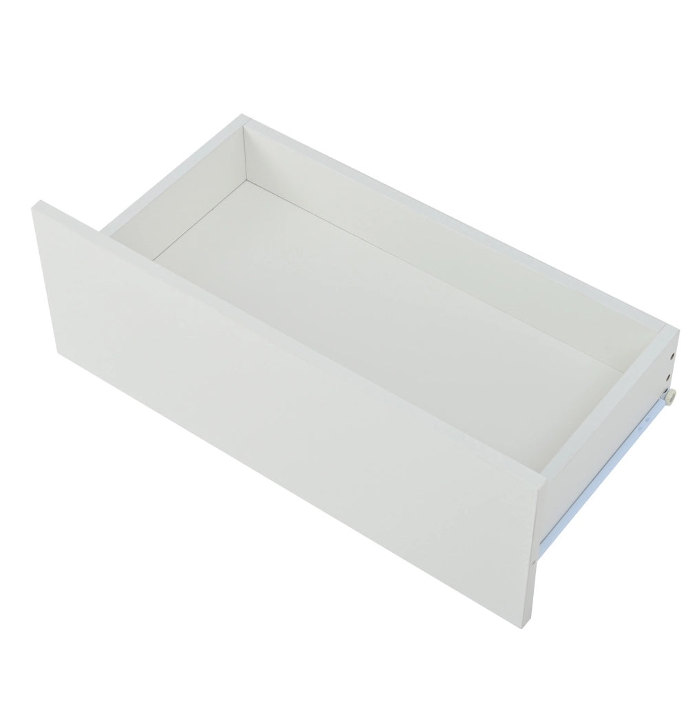 Mobile TV ULEVR 180x40x46 cm con LED dimmerabile, 2 cassetti e vetro temprato, bianco