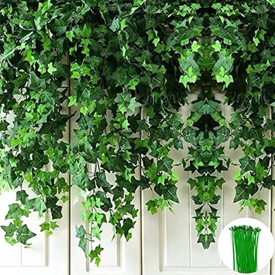 Finte Piantine di Edera - Decorazione per Matrimonio - Pianta Finta a Sospensione - 12 Pacchi da 84 Piedi - Finte Piantine di Edera Artificiale