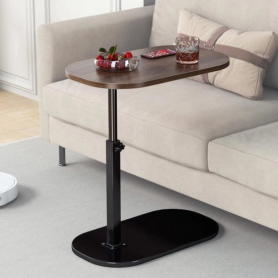 Tavolo angolare C, piccola tavola salotto, tavolo in legno per divano, regolabile in altezza, tavolo angolare per divano, tavolo salotto moderno e mobile, tavolo angolare per soggiorno e camera da letto (nero-a)