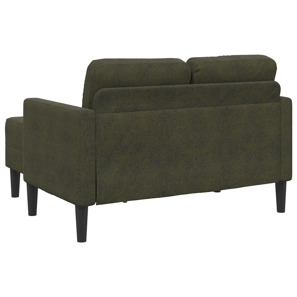 vidaXL Divano 2 Posti con Chaise a L Verde Militare 125 cm Similpelle