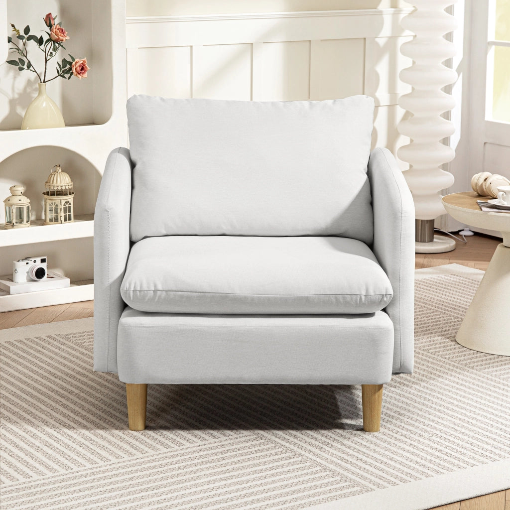 Poltrona Moderna Reclinabile in Tessuto Imbottita ¨C Zephmum ¨C Crema 90x86x91 cm