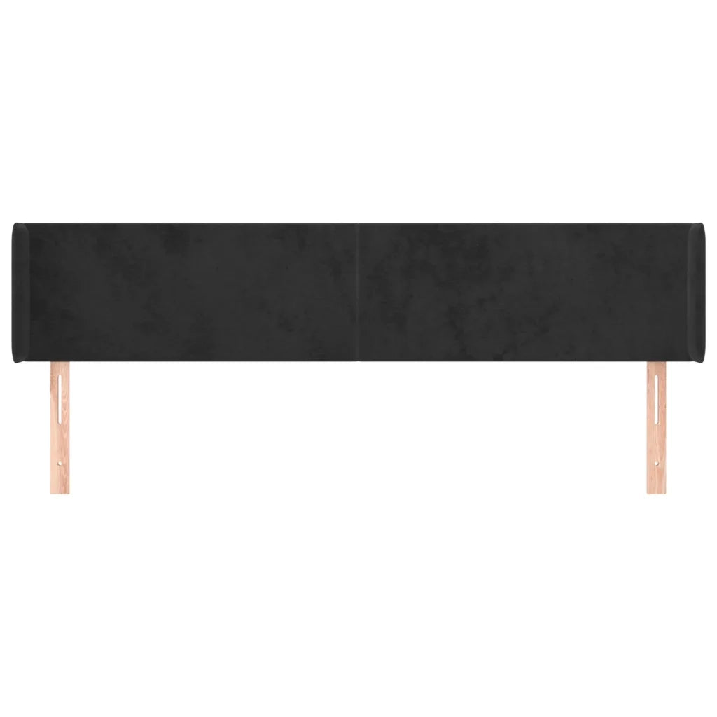 Testiera | Testata ad Orecchio Nera 163x16x78/88 cm in Velluto