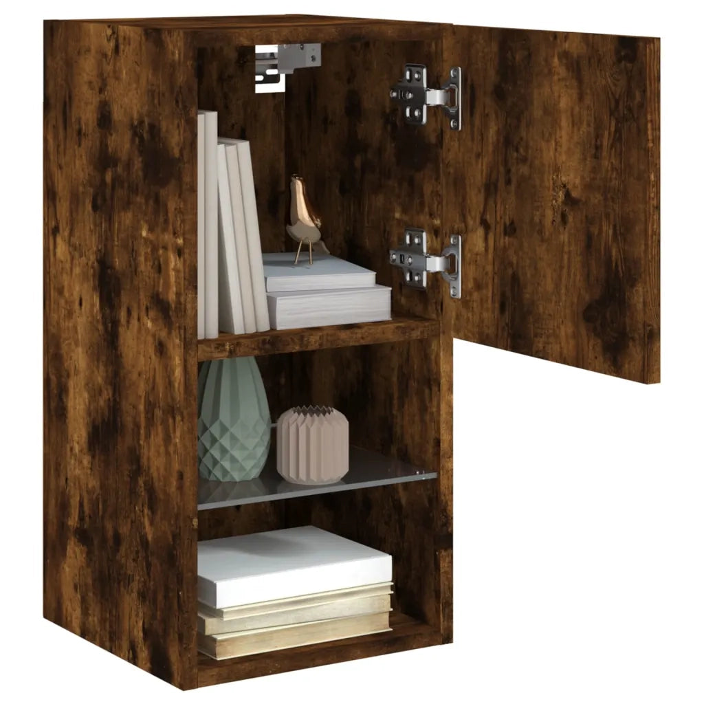 Mobili Porta TV con Luci LED 2 pz Rovere Fumo 30,5x30x60 cm 836996